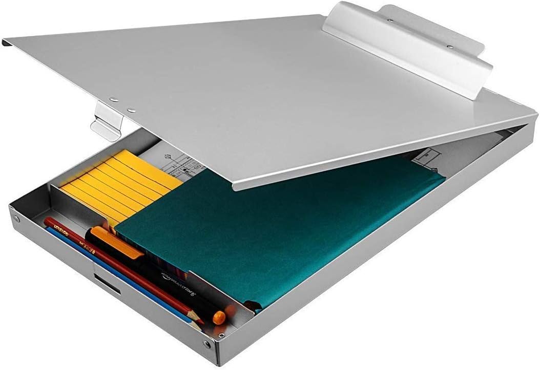 ZCZN Recycled Aluminum Clipboard - Durable Storage Box for School, Office, or Medical Use | 9.25 x 13.78 Inches, Silver