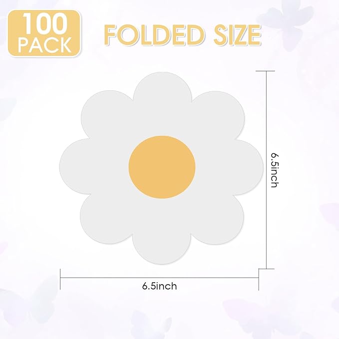 100 Pcs Daisy Paper Napkins Disposable, 6.5 x 6.5 Inches Luncheon Dinner Napkins Floral Tissue Paper for Garden Tea Gathering Bridal Shower Wedding Baby Shower Birthday Party Decorations