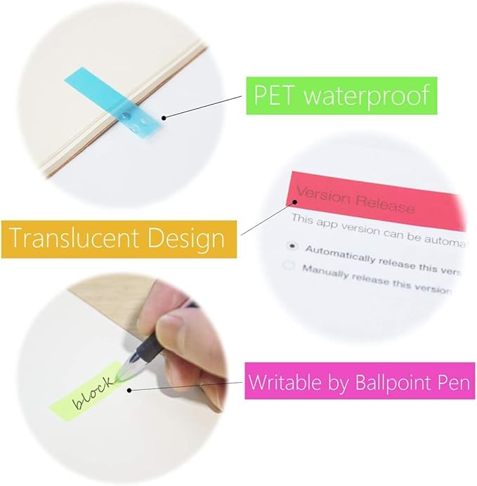 KICNIC 1500 Pieces Page Markers Sticky Index Tabs, Arrow Flag Tabs Self Adhesive, Colored Notes Tab Stickers for Notebook, Documents, Books [10 Colors, 3 Designs] Sticks Securely, Removes Cleanly