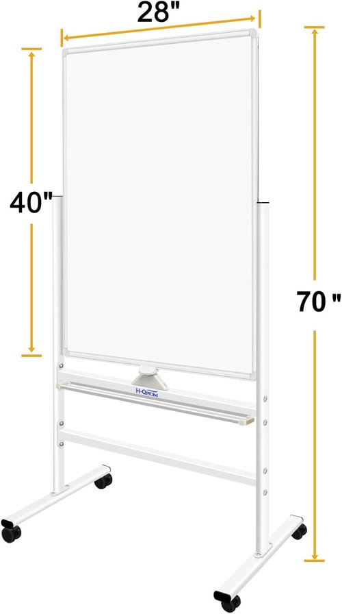 H-Qprobd Magnetic Dry Erase Board - Mobile Double-Sided Whiteboard on Wheels | 40"x28" for Home, Office & School