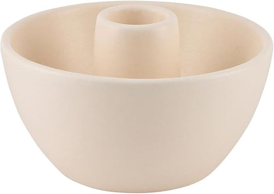 47th & Main Taper Candle Holders for Candlesticks, Ceramic Modern Decorative Candle Holder for Dining Table Centerpiece, 4" Diameter x 2.25" Tall, Ivory