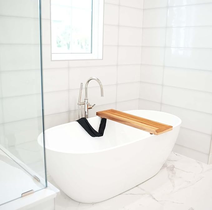 EcoDecors, 34 inch, Bath Tray for Tub, Bath Tub Tray Wood, Bathtub Table, Caddy for Bathtub in Natural Teak