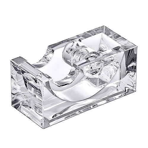 Amazing Abby - Tanya - Acrylic Tape Dispenser (1-Pack), Plastic Label Roll Holder, Clear Sticker Organizer, Perfect Office Desktop Storage Solution for Tapes, Labels, Stickers, and More
