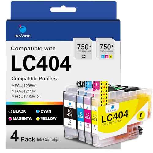 LC404 Ink Cartridges Replacement for Brother LC404 LC-404 LC404XL Work with Brother MFC-J1205W MFC-J1215W Printer MFC-J1205W XL Printer (4 Combo Pack, BK/C/M/Y)