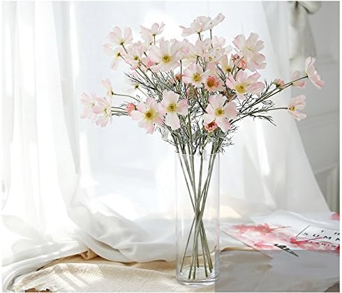 6 Pcs Artificial Calliopsis Flowers Fake Silk Flower Table Kitchen Home Garden Party Wedding Decoration Approx 24'' High Watercolor Pink No Vase