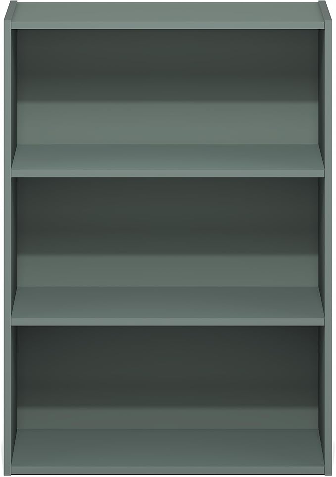 Furinno PASIR Book Shelf, 3-Tier Bookshelf, Bookcase, 9.7" x 23.7" x 31.5", for Living Room, Bedroom, Home Office, Sage Green