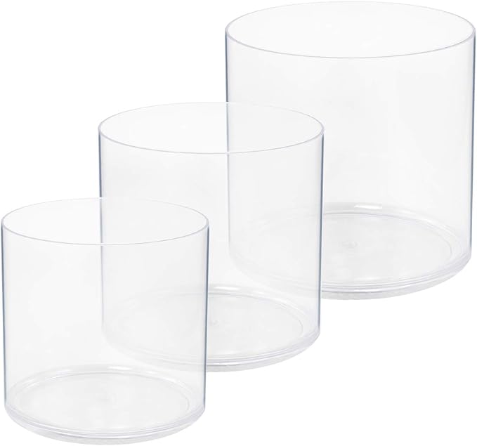 Royal Imports Flower Acrylic Vases Cylinders - Decorative Centerpiece for Home or Wedding - Non Breakable Plastic, 1-Set of 3 Sizes: 4", 5", 6" - Clear