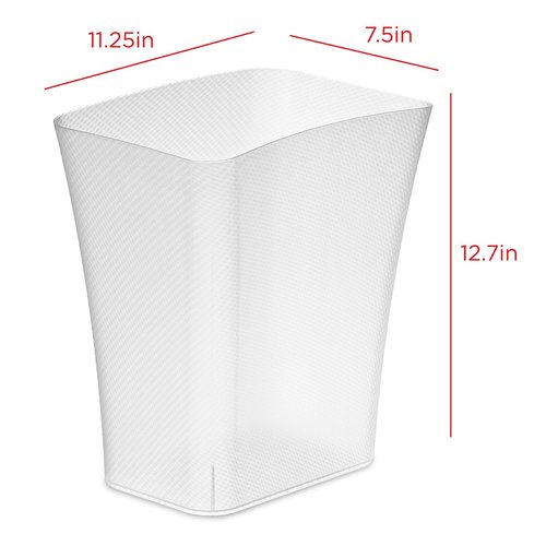 Clorox Textura Slim Trash Can - 3.1 Gallon Small Waste Basket for Narrow Spaces | Clear Frost Finish