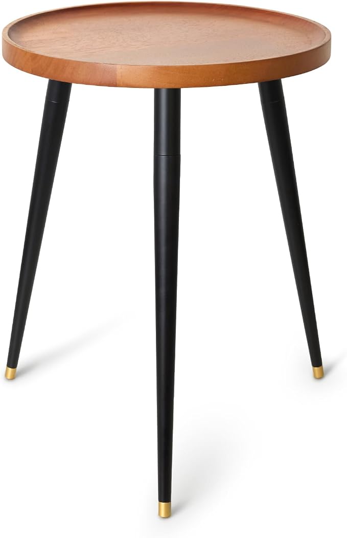 KINNARY Plant Stand Indoor, Mid Century Wood Plant Table Plant Holder with Raised Design,Heavy Duty Metal Tall Flower Pot Stand, Modern Home Decor Small Round Side End Table(11.8"x16")