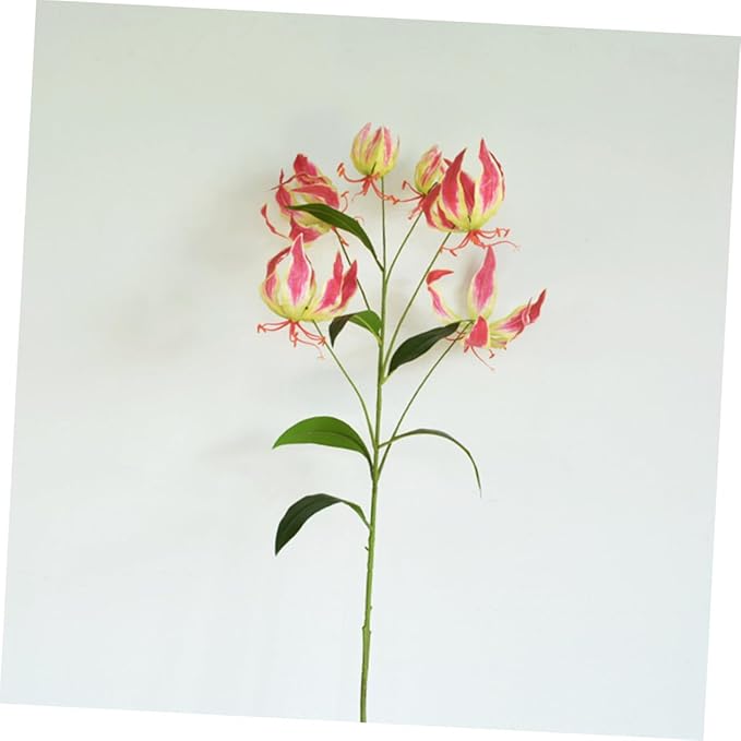 Simulated Lily Flower Artificial Bouquet Red Faux Flower Decorative Arrangement for Home Office Wedding Party Props and Vibrant Festival Decor