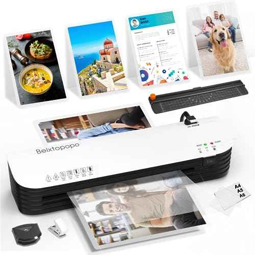 Laminator Machine, 9 Inch Thermal Laminater, Beixtopopo A4/A5/A6 Personal Laminator Machine with Laminating Sheets, 6 in 1 Heating Laminate Machine for Home School Office, Silent