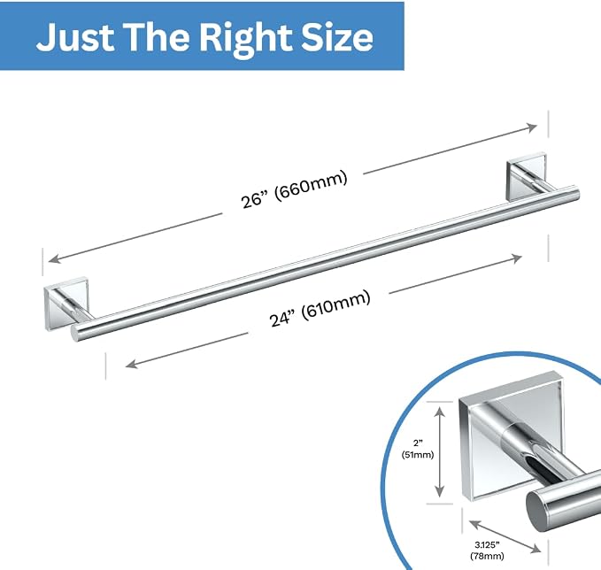 Gatco 5610 Mode Towel Bar, 24 Inch, Chrome