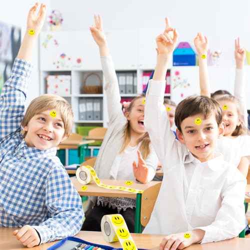 Smiley Face Stickers, 500PCS Happy Face Stickers, 1 Inch Yellow Happy Faces Decal Sticker for Kids, Self-Adhesive Incentive Reward Sticker Behavior Chart Decal for Students Teachers Classroom Supplies