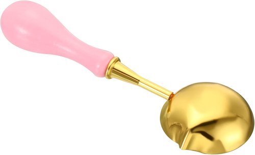 PATIKIL Wax Seal Spoon - Vintage Brass Melting Spoon with Wooden Handle for Crafting | Pink/Gold