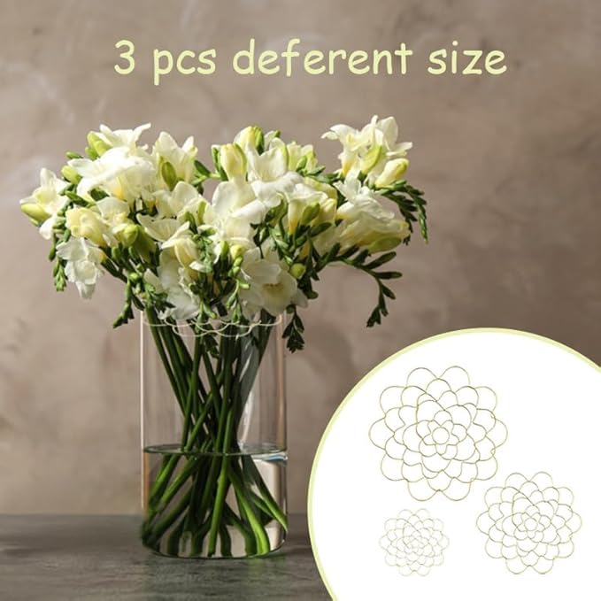 3 Pcs Flower Arrangement Holder Stainless Reusable Wire Flower Arranging Tool Floral Insert Metal Round Floral Frog for Vase Plant Flower Fixation