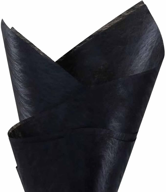 FAYADA Korean Cotton Flower Wrapping Paper Non-Woven Floral Bouquet Wraps Gift Packaging Florist Supplies 20 Sheets Florist Waterproof Flower Wrapping Paper for Fresh Flowers-22.8x22.8 Inch (Black)
