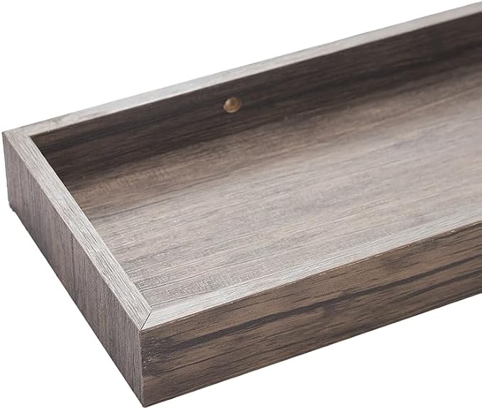 2 Pack 15.7 in Smoke Gray Floating Shelves for Wall, Wooden Wall Shelves for Bedroom Living Room Kitchen, Modern and Rustic Bathroom Shelves with Raised Lip, Floating Shelf for Storage Display