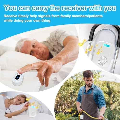 Caregiver Call Button Beeper Pager System Rechargeable & Portable Receiver with 500Ft Range Alert Button Call Bell for Elderly/Patient/Disabled at Home/Hospital/Clinic