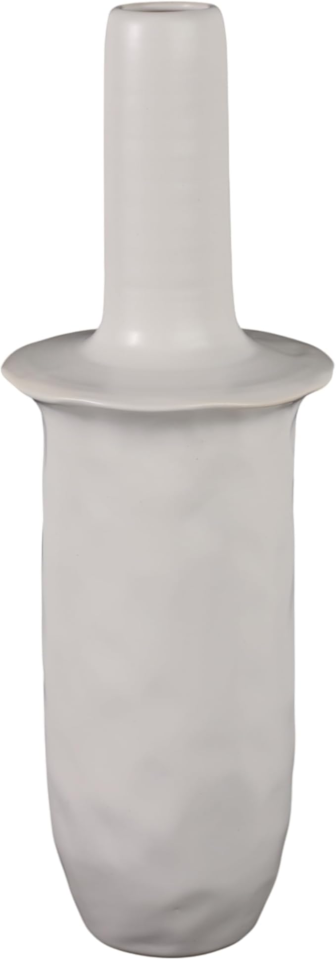 Ceramic Flower Vase for Living Room Decor – Elegant Tall Home and Office Vase with Unique Flared Top Perfect for Fresh Florals – A Modern Centerpiece for House, Bedroom, and Tabletop – 22" Ivory