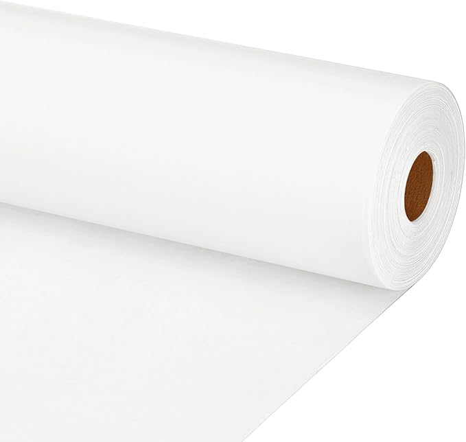 PATIKIL Wrapping Paper, 35"x1600"(130') Bulletin Board Paper Roll Kraft Paper Roll Construction 80GSM for Shipping Packing Gift Wrapping Craft Flower Bouquet Christmas, White