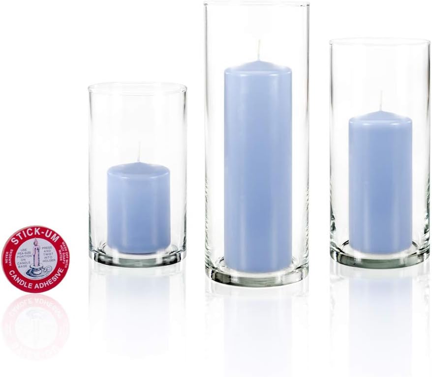 yummi Set of 12 Slim Pillars and Cylinder Vases - Periwinkle Blue