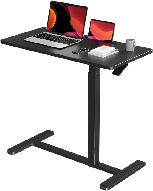 Gibbon Mounts Mobile Standing Desk - Pneumatic Adjustable Rolling Laptop Table | 31.5 Inches, Black