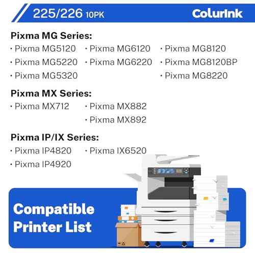 225 226 Ink Cartridges Replacement for Canon MG6220 Ink Combo, PGI-225 CLI-226 PGI PGI225 CLI226 Smart Ink for Color Printers Pixma MG6120 MG5320 MG5220 MG5120 MX882 MX892 iP4820 MX712 (10 Packs)