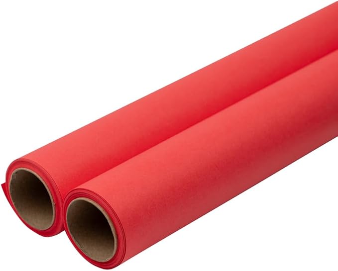 JAM Paper Gift Wrap - Matte Wrapping Paper - 52.6 Sq Ft Total (17 in x 18 Ft) - Matte Red - 2 Rolls/Pack