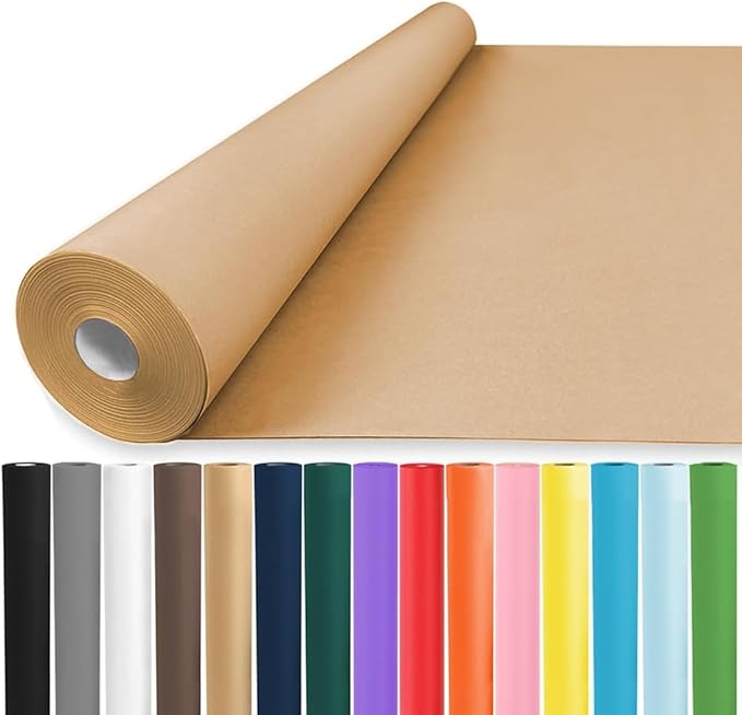 Vanhench 17.5" x 3600" (300') Brown Kraft Paper Roll, Color Art Kraft Craft Paper for Thanksgiving Bouquet Flower Wrapping Crafts Packing, Poster Bulletin Board Paper Floor Covering Table Runner