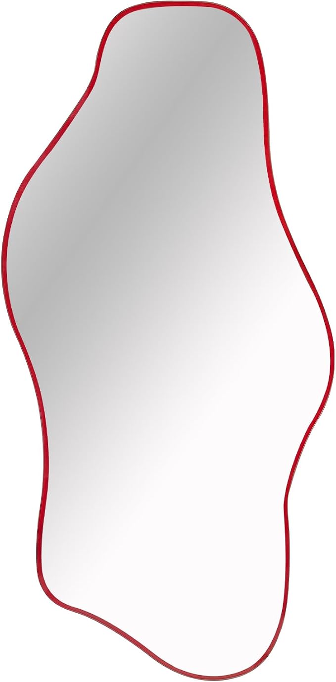 Irregular Frameless Mirror, 35.8"x17.7" Asymmetrical Tempered Glass Mirror, Modern Organic Shaped Wall Mirrors for Entryway Bedroom Living Room Bathroom, Horizontal or Vertical Hanging