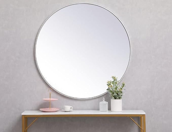 Elegant Decor Eternity 39" Round Mid Century Metal Frame Mirror in Black