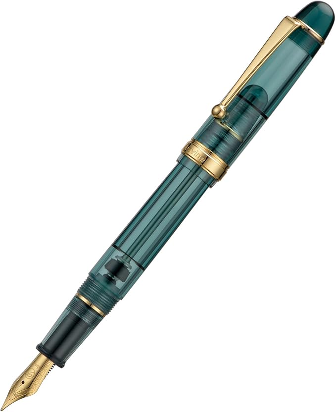 Asvine V126 Vacuum Filling Fountain Pen Extra Fine Nib, Transparent Teal Acrylic, Large-Capacity with Gift Case