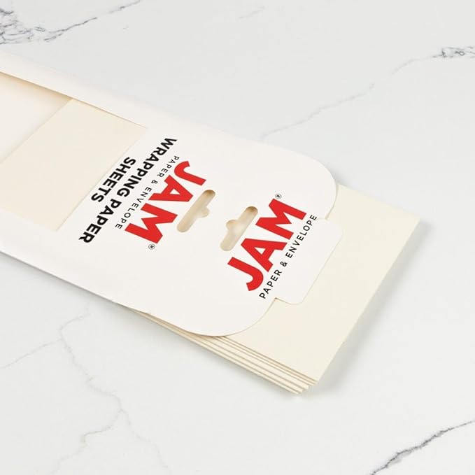JAM Paper Gift Wrap - Matte Wrapping Paper Sheets - 30" x 20" Per Sheet (25 Sq Ft Total) - Matte Ivory - 6 Sheets/Pack