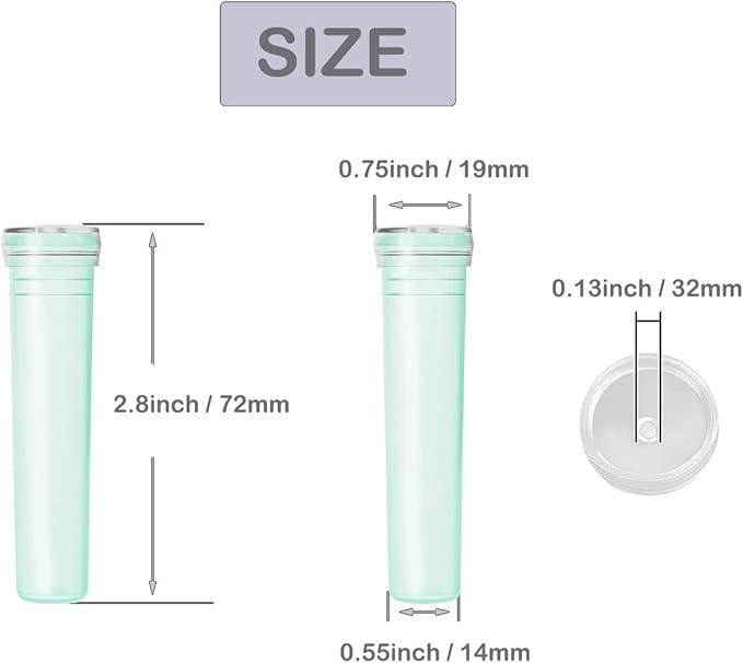 JFFX 20 Pcs Floral Water Tubes 2.8 Inch Green Color Plastic Flower Vials with Caps for Flower Arrangement Decoration
