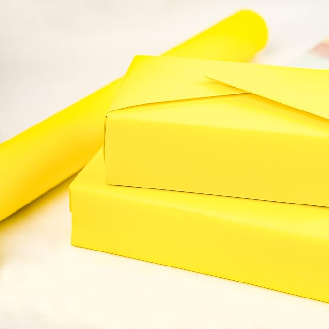 RUSPEPA 30"x 393"(32.8') Yellow Kraft Wrapping Paper Large Jumbo Roll, Recyclable Gift Wrap Paper for Birthday Gift Wrapping, Table Cover, Art & Craft Supplies, Easter Bouquet Flower, Shipping, 80GSM