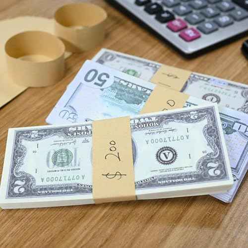 L LIKED Blank Kraft Currency Straps - Money Bands for Bill Wrappers, Self Adhesive Cash Organizer, 8 x 1.25 Inch (120 Bands)