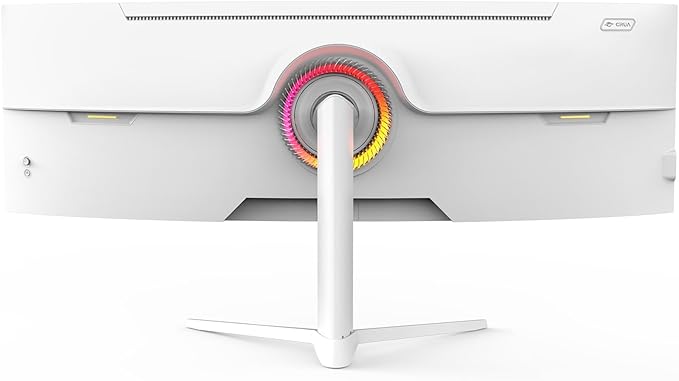 CRUA 49" White Curved Monitor | DQHD(5120 * 1440), 120Hz, 1500R, 32:9, AMD FreeSync, 120% sRGB, Height Adjustable Ultra-Wide Screen Computer Monitors, HDMI 2.1 & DP 1.4, Wall Mount Install