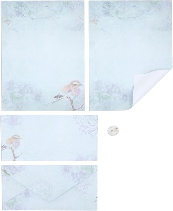 Paper Junkie Vintage Floral Letter Paper & Envelopes Set - 7.25 x 10.25 in, Multicolor - 60 Sheets & 30 Envelopes - Printer-Friendly Vintage Stationery Paper