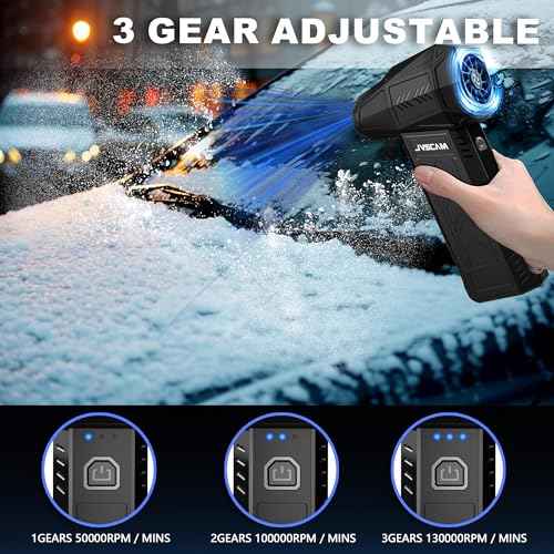 Electric Air Duster - 130,000 RPM, Brushless Motor, 3-Gear Adjustable - for Keyboard, PC, Car, Air Bed & Home Cleaning