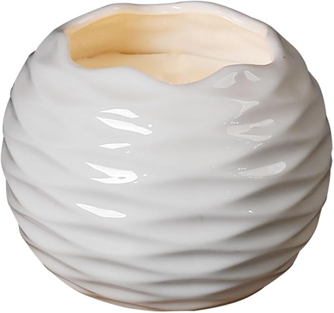 AMONIDA Ceramic Scented Candle Holder, Handcrafted Nordic Lightweight Decorative Centerpiece, Candle Tea Light Holder with Versatile Minimalist Design, Ideal for Living Room Table (White)