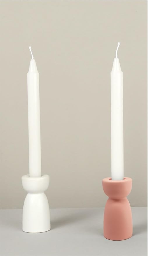Candlestick Holders, Ceramic Pink Taper Candle Holder Candlelight Stand Candleholder, Modern Boho Candle Holders for Desktop Table Setting Dining Bathroom Wedding Decoration,2 Pack
