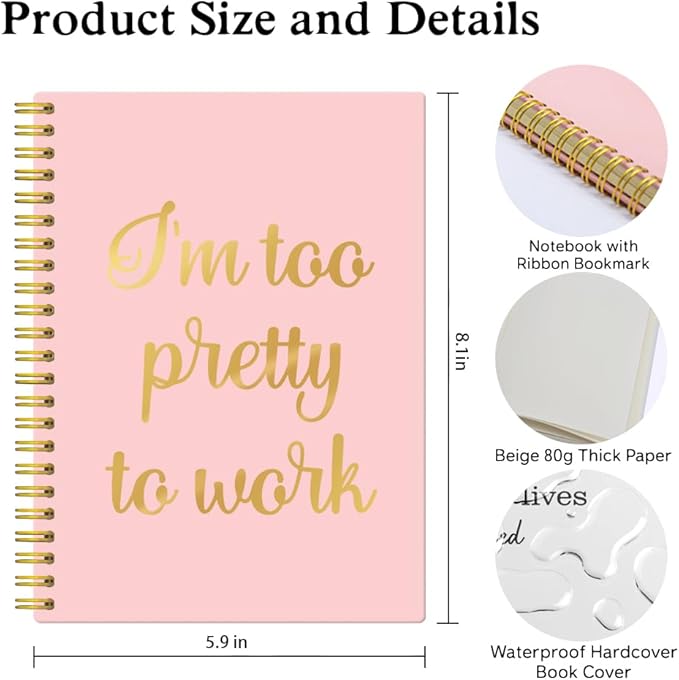 XQLZY Perfection Pink Gold Spiral Notebook, Resignation Retirement Promotion Inspirational Gifts for Woman Coworker Boss Friend, Friendship Gifts Between Lady, Sympathy Present for Office