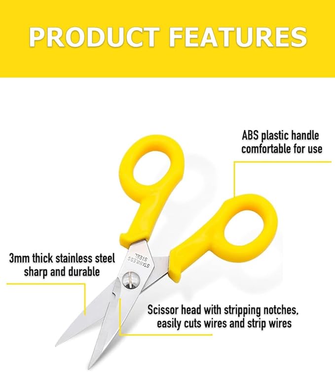 CATXNY Small Scissors 2 Pack All Purpose 6 Inch Heavy Duty Scissors with Power Notch, Ultra Sharp Blades, Great for Sewing, Craft, Home, Office and School, Yellow
