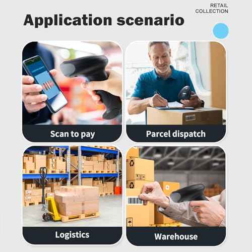 Wireless Barcode Scanner 1D QR Scanner Wireless Handheld Laser Bar Code Reader 3-in-1 with Bluetooth & 2.4G Wireless & USB Wired Works with iPad, Android Phone, iPhone, Laptop-U26