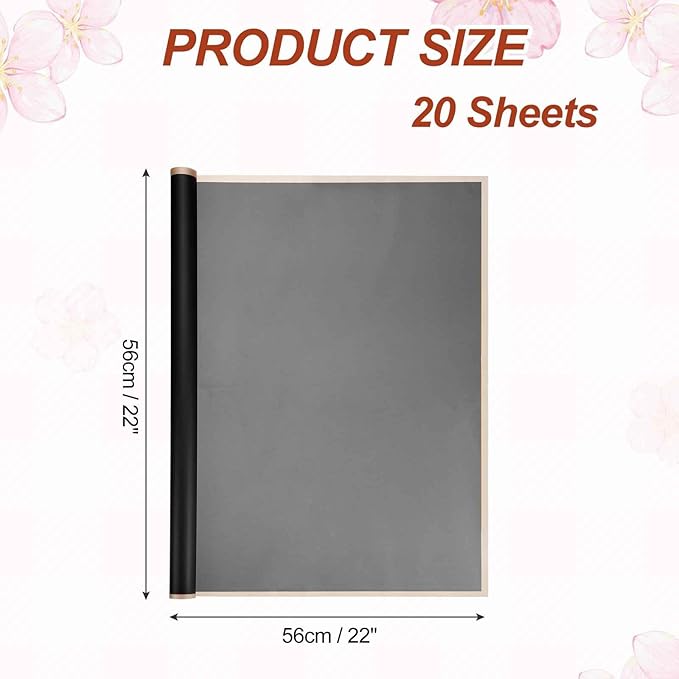 MECCANIXITY Flower Bouquet Wrapping Paper, 56cm/22 Inch Waterproof Floral Wrapping Paper for Flower Bouquet DIY Gift, Wedding, Birthdays, Valentine's Day, Pack of 20(Dark Black)