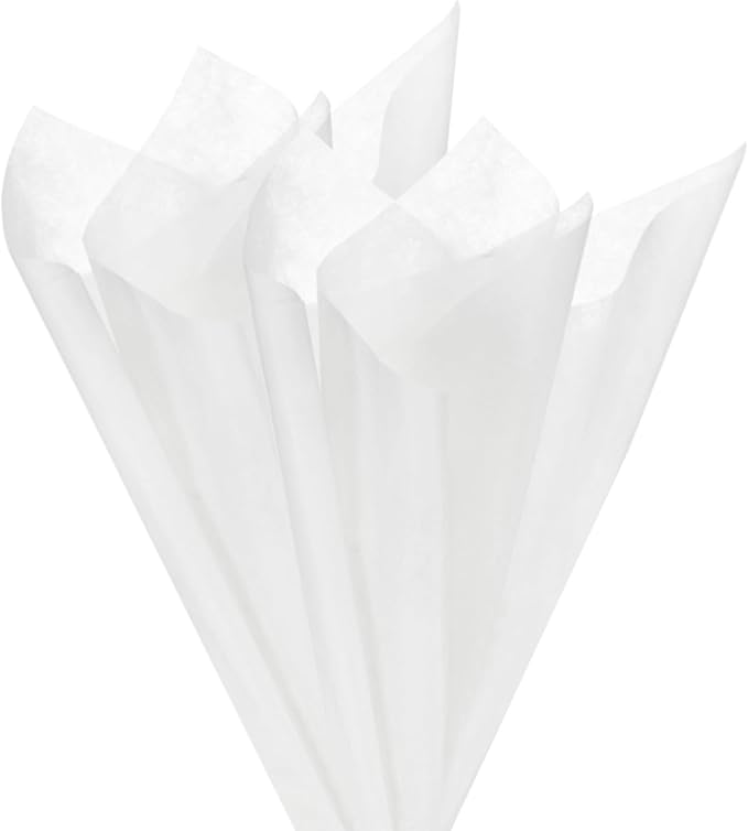M METERXITY 38-Sheet Korean Cotton Wrapping Flower Paper, 22.8x17.7 Inch/ 58x45cm Waterproof Floral Wrapping Cotton Paper for Bouquets/Gift Packaging [White]