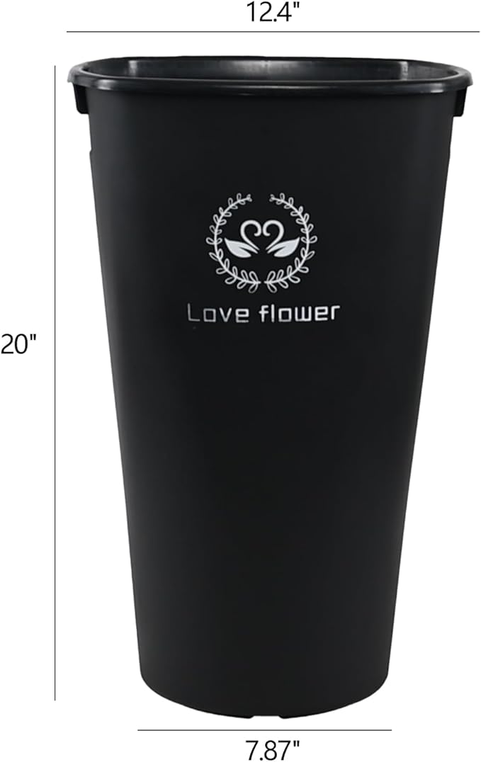 20 Inch Plastic Large Wedding Flower Bucket, 4-Pack Farmhouse French Flower Buckets, Black