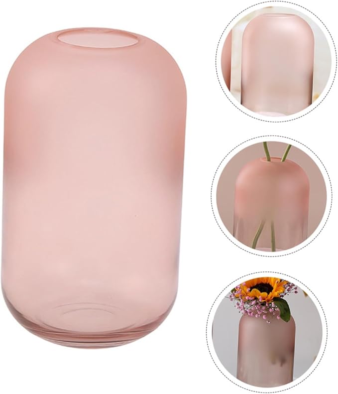 Creative Gradient Frosted Glass Vase Small Hydroponic Floral Arrangement Holder for Office Home Decor Table Centerpiece