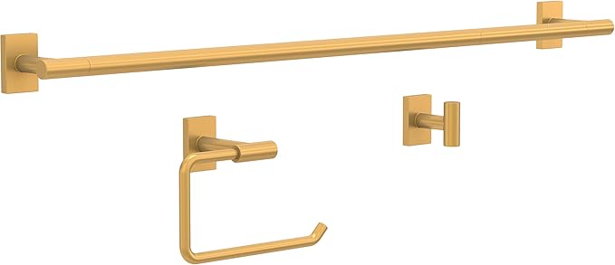 Franklin Brass Hartwell (1-Pack) 18'' Towel Rack w/ 6" Extender for Bathroom Satin Gold Towel Bar for Bathroom Wall Mounted Towel Holder Rod HRT26-SG