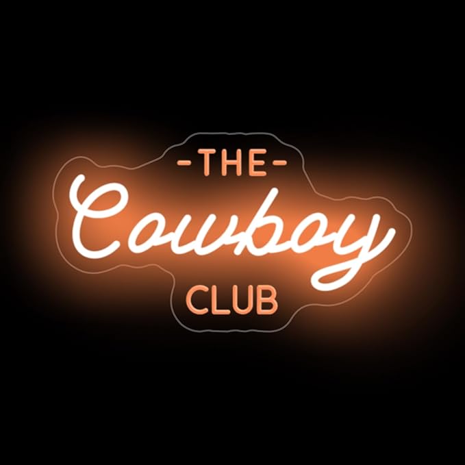 The cowboy club neon sign,Western Rodeo decor,mancave neon Light,Cowboy led wall neon sign,Cowboy room decor, Midwest Princess Led Signs For Bedroom Wall Girl Cave Club Bar Pub Gift-Gold-16.54"x9.45"
